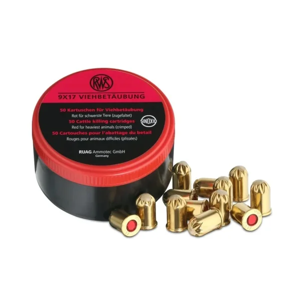 Skudd for boltpistol 9.0mm, Rd meget sterk